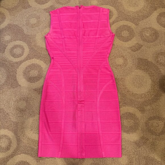 Herve Leger Hot Pink Bandage Dress Size S - Picture 3 of 4